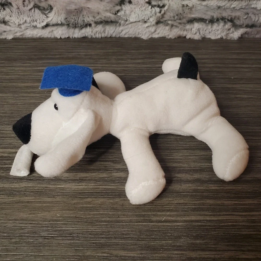 Carlton Card's Graduation Black & White Dog Mini Plush w/ Diploma and Cap 6.5